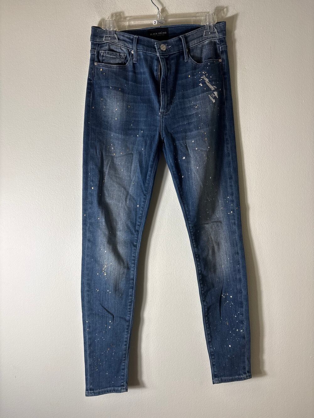 Black Orchid Metallic Splatter Denim Sz 28